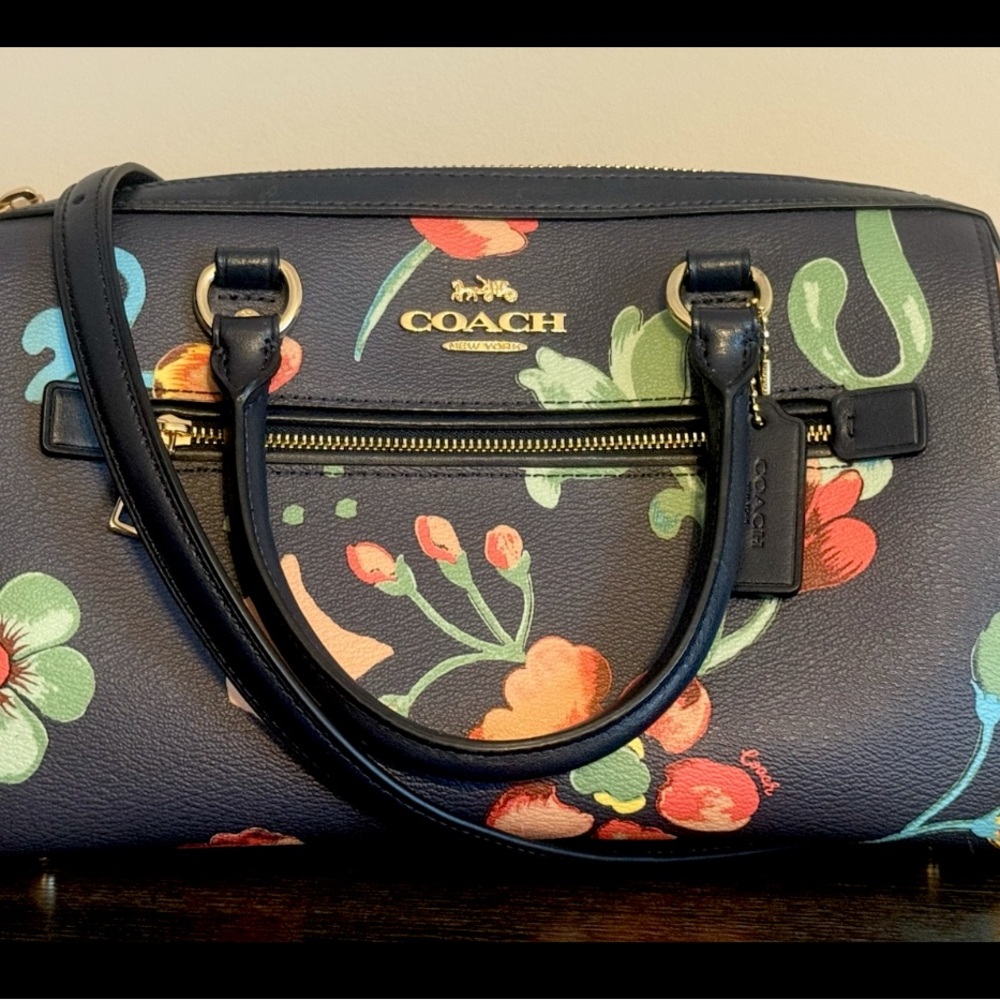 Coach Rowan Satchel Dreamy Land Floral Midnight Multi & Matching Wristlet EUC π - Picture 5 of 13